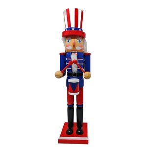 Military Patriotic Veteran 15" Nutcracker with Soldier Drummer